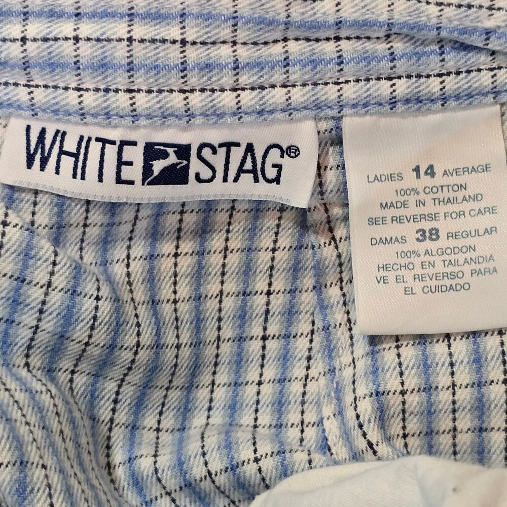 Vintage 90s White Stag Blue Plaid High Rise Mom Trousers┃Preppy Cottagecore - Picture 3 of 8